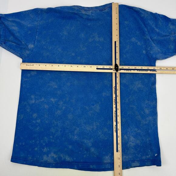 Vintage Y2Ks Polar Bears Alaska T Shirt Bleach Spotted Tie Dye Blue L Large - Picture 11 of 11